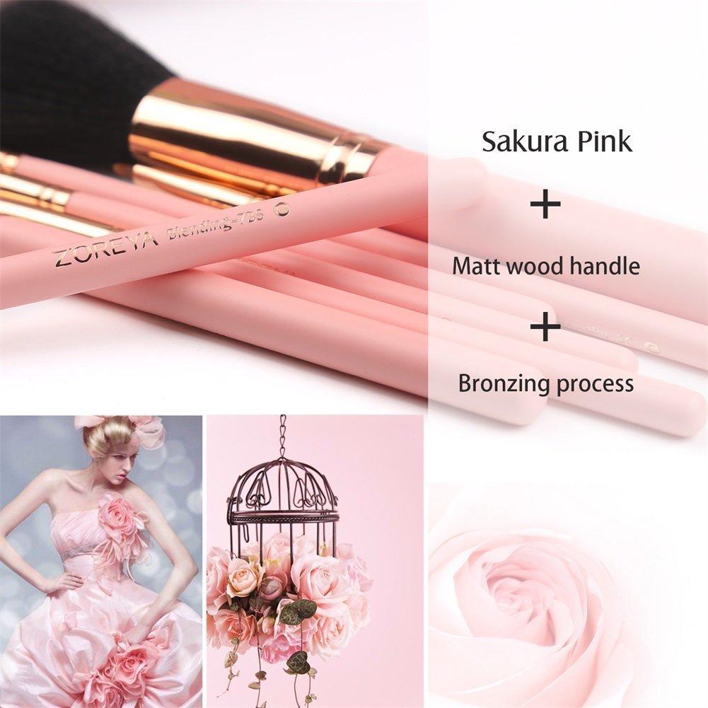 Cute makeup brush set with a dedicated makeup pouch pink 10-piece (7 brushes)
