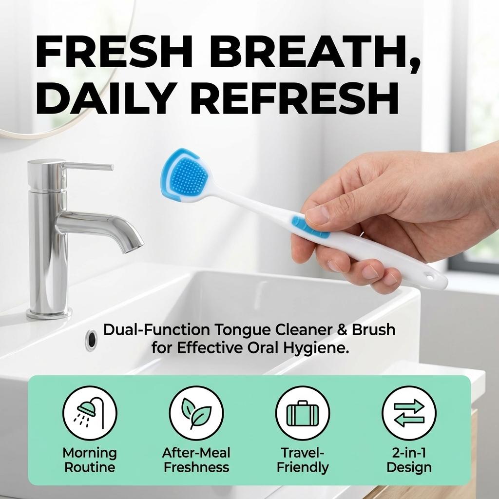 Silicone Tongue Cleaner Multifunctional Scraper Brush For Oral Care
