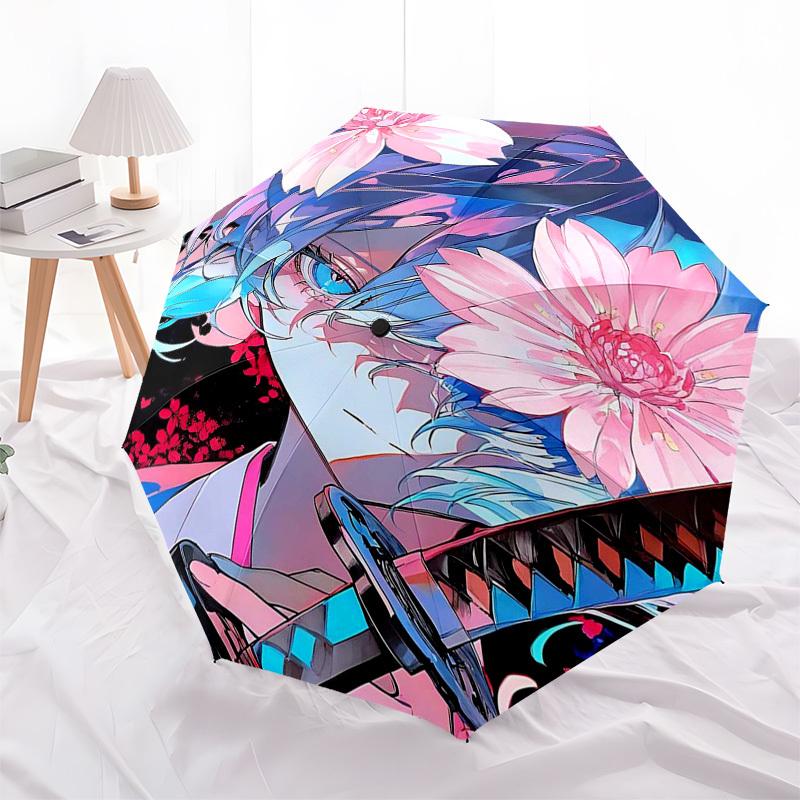 1pz Ombrello da Esterno con Design di Personaggio Anime - Apertura/Chiusura Automatica, Design Portatile a 3 Pieghe, Telaio in Ferro a 8 Stecche - Regalo Perfetto per i Fan, T