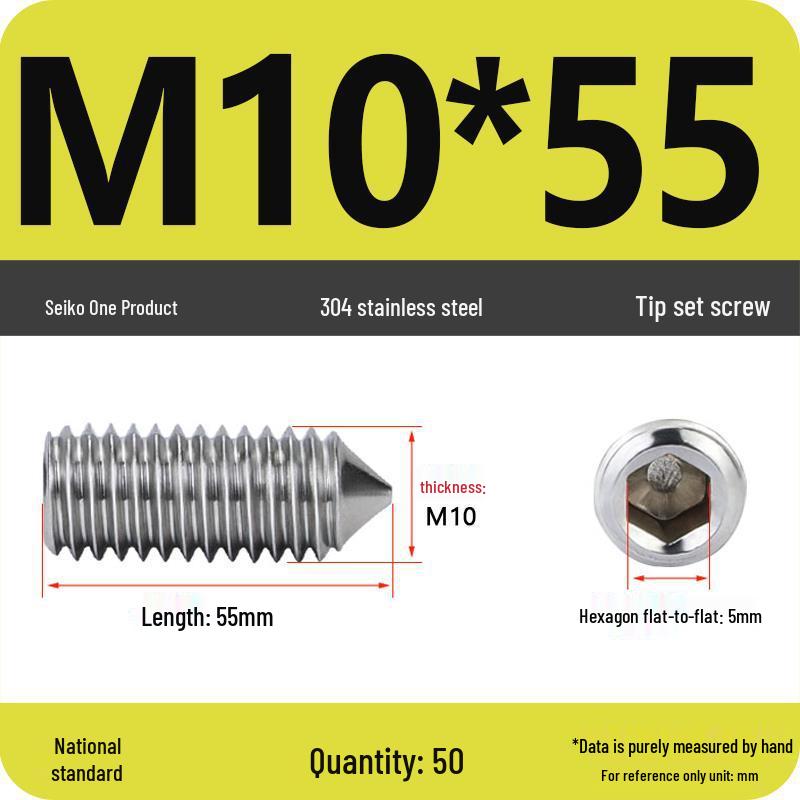 304 Stainless Steel Internal Hex Set Screw | Headless Grub Screw M2-M16