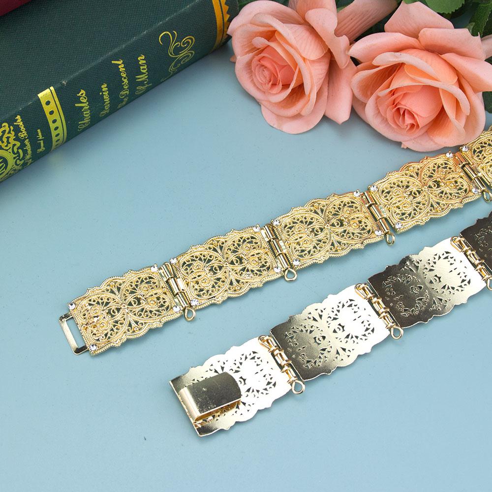 Caucasus Women Belt Matal Waist Chain Adjustable Length Bridal Dress Belt Body Jewelry