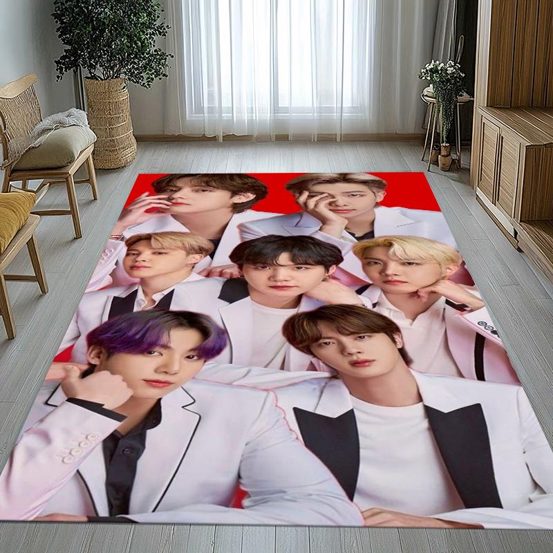 Модный B-BTS Kpop Звезда Гостиная Нескользящий Ковер Мягкий Ковер для Спальни Детской Игровой Комнаты Дивана, Домашний Декор Придверный Коврик Подарок 40x60cm