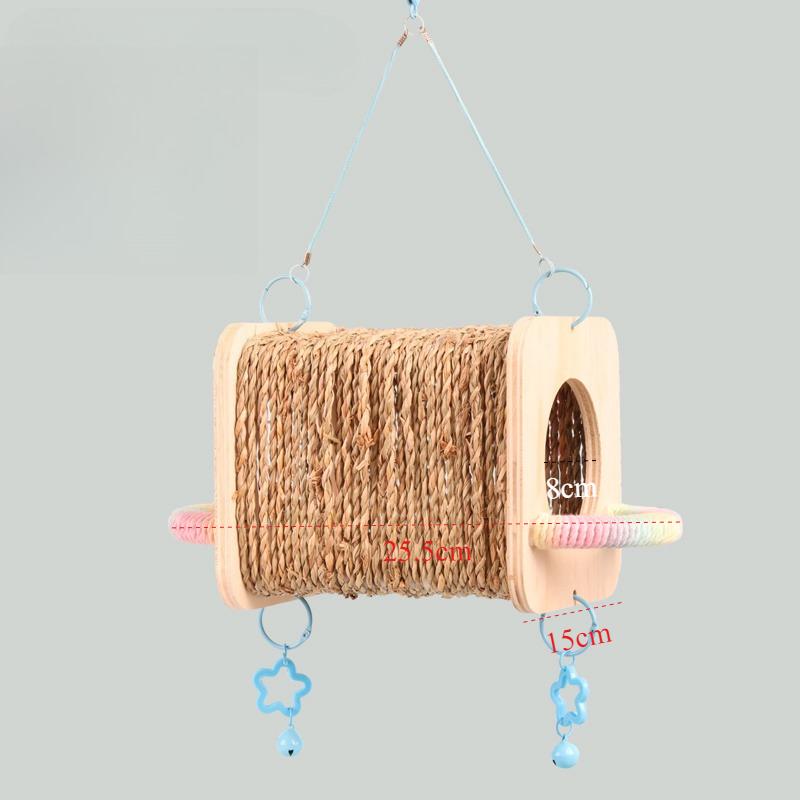 

Solid Wood Bird Cages Hanging Straw Parrot Bird Cage Tunnel Peony Parrots Sleeping Birds Nest House Accessories Parrot Supplies