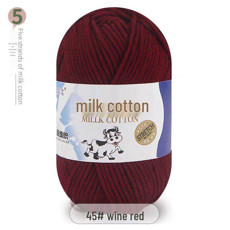 Five-Strand Milk Cotton Yarn for Crochet: Medium-Thick, Hand-Knitted DIY Kit for Dolls, Shoes, Scarves.