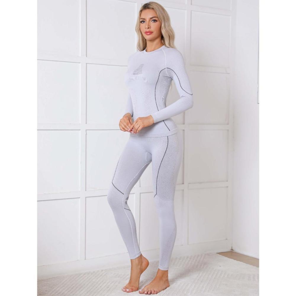 CHARMLEAKS Intimo termico da donna, set di pantaloni e top, mutande lunghe da donna, strato di base caldo per il freddo