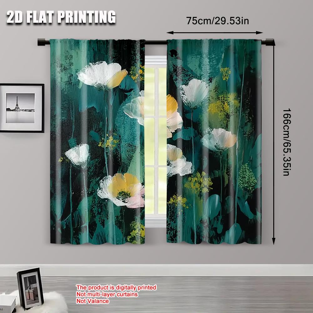 2pcs 2D flat printing Curtains Flowers Fabric Without Electricity Birthday Party for gold wall decor