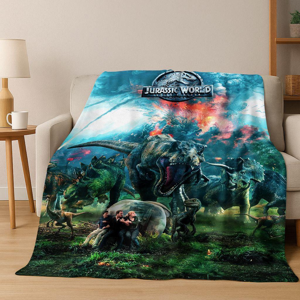 Classic Jurassic Park Dinosaur Movie Tyrannosaurus Rex Flannel Blanket,Cozy Soft Throw Blanket for Home Bedroom Bed Sofa Cover