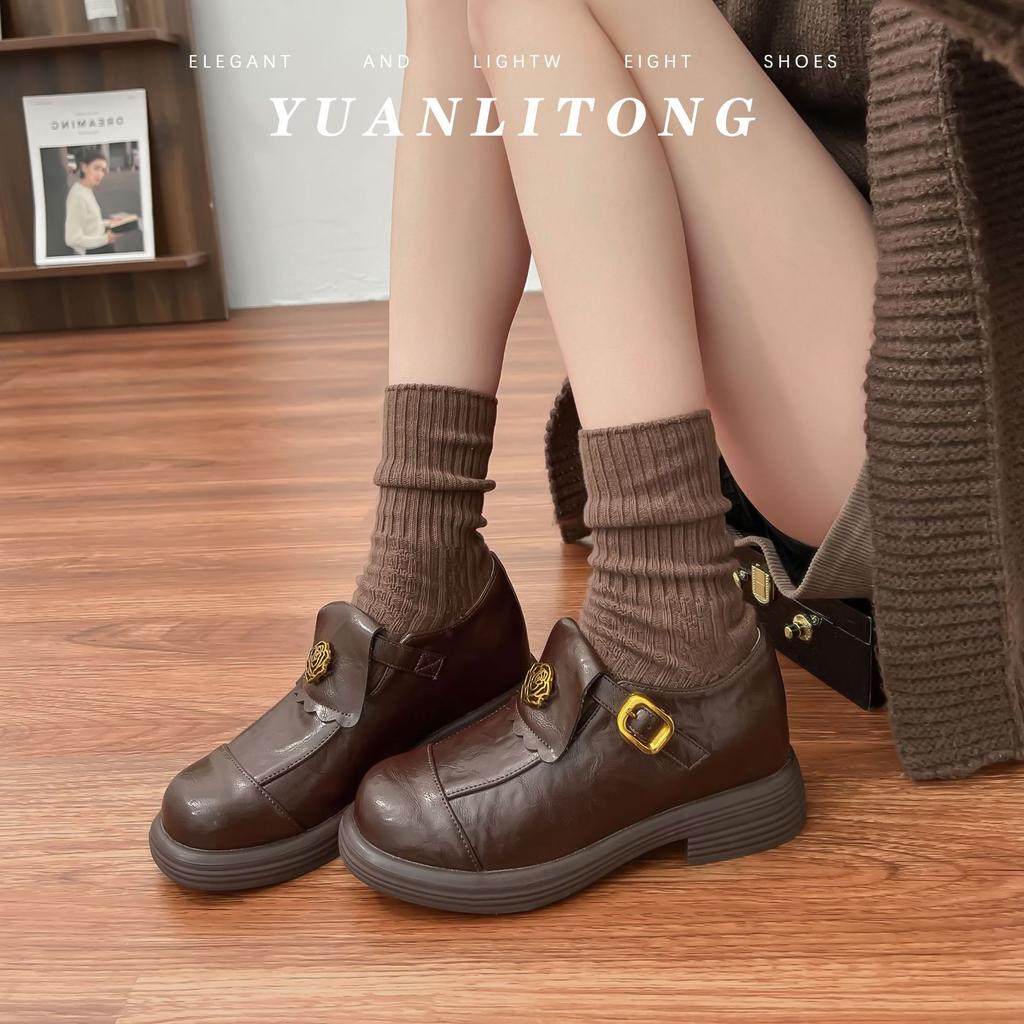 French Retro Small Leather Shoes for Women 2025 Deep-mouth Loafers for Women, Comfortable Soft Soles, Not Tired Feet, Camellia Soft Leather Women's