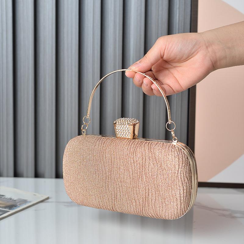 Rose Gold Folds Banquet Clutch Purses for Women Wedding Cocktail Party Evening Bag Shoulder Crossbody Handbag Sequins Clutches