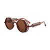 Vintage Punk Round Circle Sunglasses Colored Lenses Glasses Men Women Retro Plastic Frame Polarized Sunglasses Eyewear