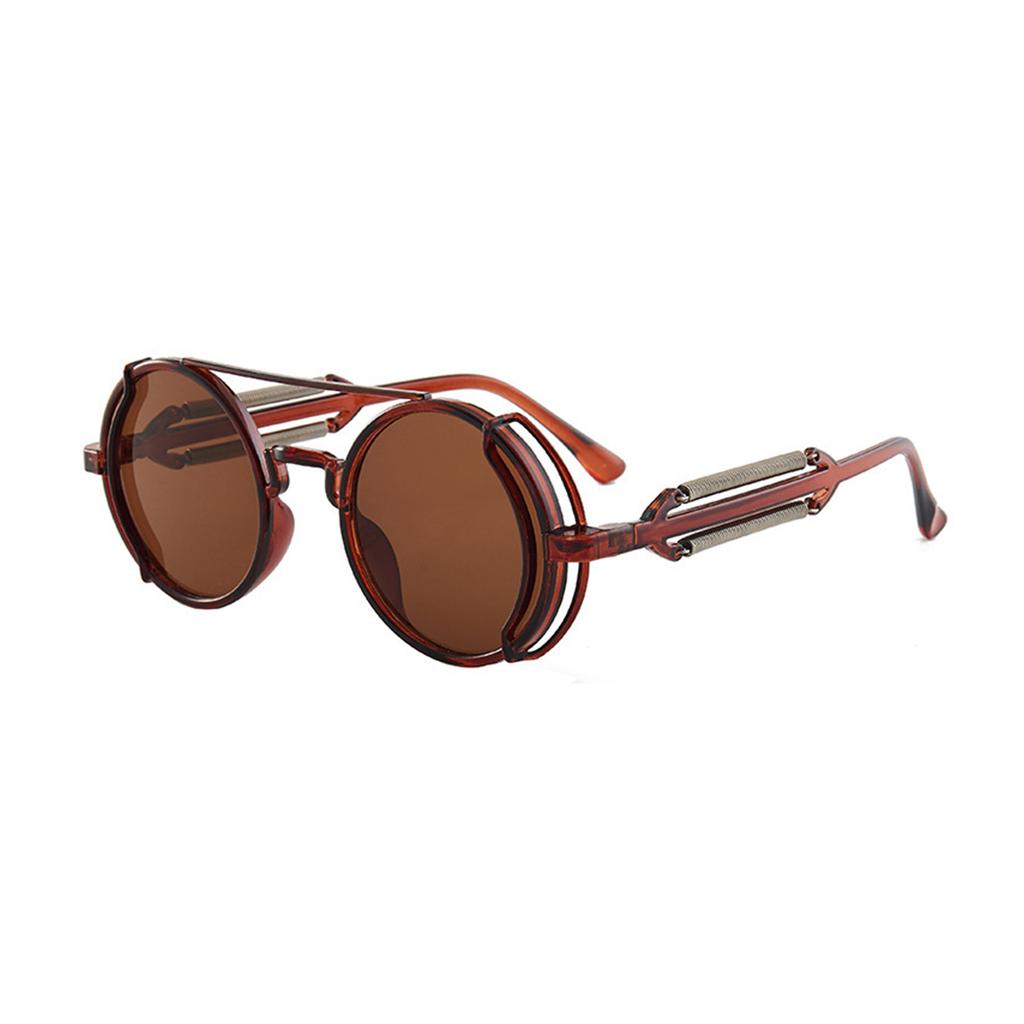 Vintage Punk Round Circle Sunglasses Colored Lenses Glasses Men Women Retro Plastic Frame Polarized Sunglasses Eyewear