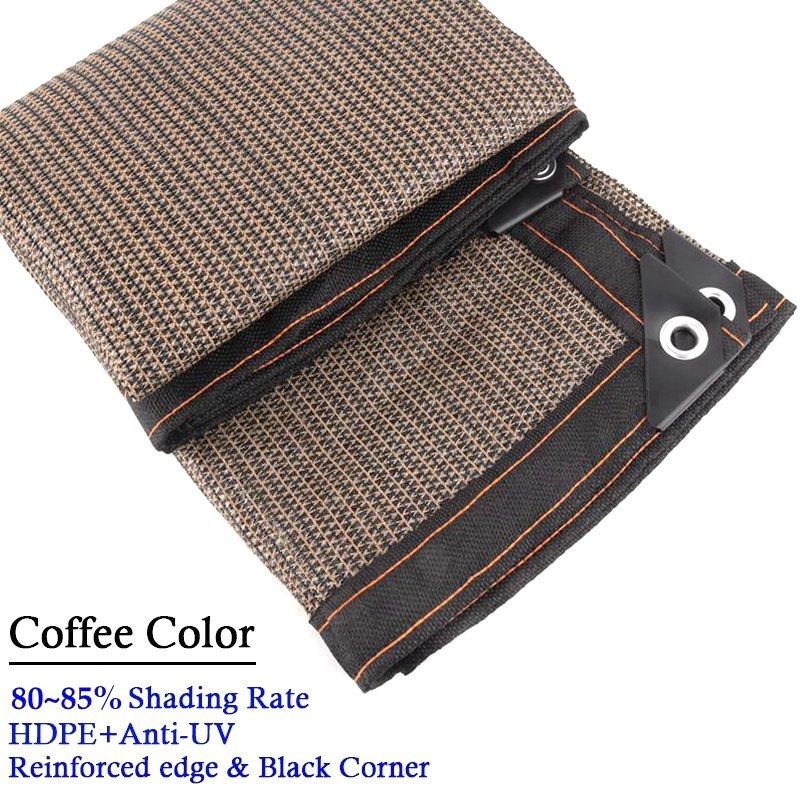 4 цвета 85% затенения Анти-УФ HDPE Затеняющая сетка Балконная защитная сетка для конфиденциальности Покрытие для садовых растений Затеняющая сетка 1mx1m кофейный