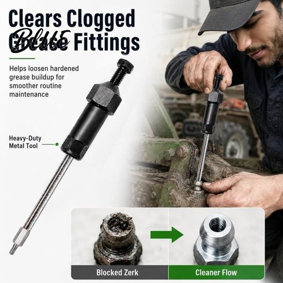 Hardened Grease Remover Fitting Cleaning Tool Clears Clogged Fittings by Hydraulic Pressure Heavy Universal Lubrication Nozzle Adapter Duty