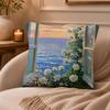 Landscape painting style Cushion Cover Anti-dustmite Pillowcase Invisible zipper silky short plush Sofa cushion cover