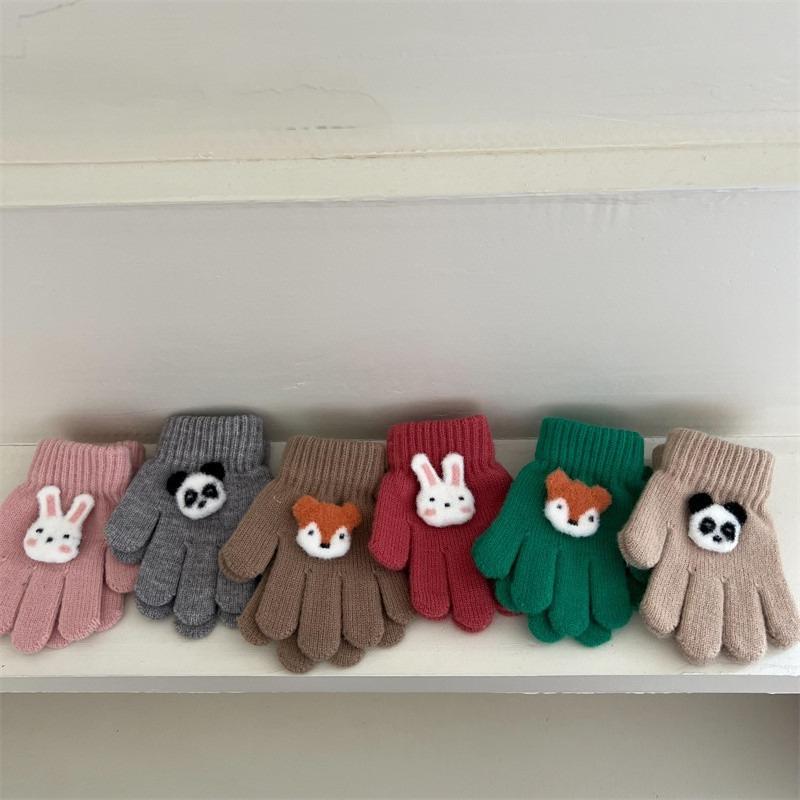 Winter Children's Gloves Keep Warm Winter Boys' Five Finger Gloves Woolen Knitted Fashion Children's Baby Gloves with Split Fingers