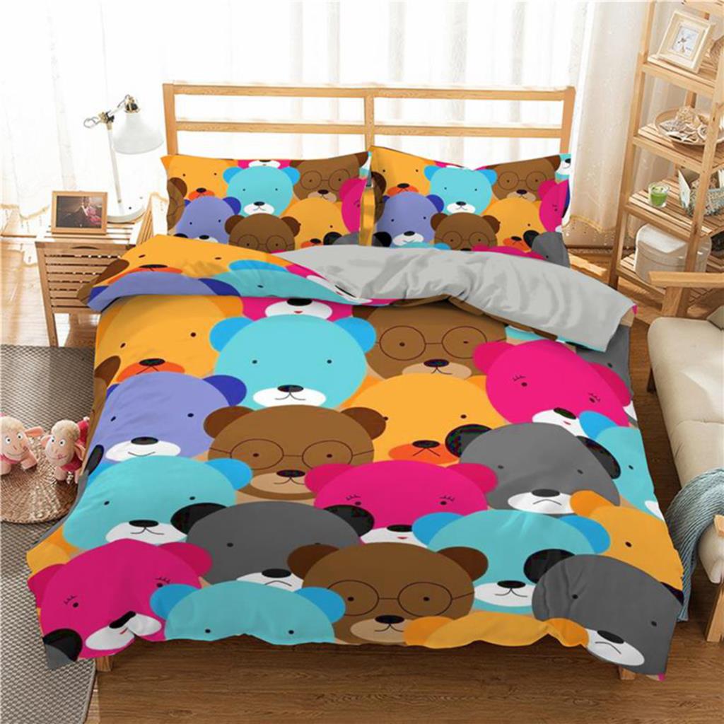 Cartoon Rabbit Bedding Set Kawaii Animal 3D Printing Comforter Luxury Queen King Single Size Duvet Cover Set Home Textile Decor
