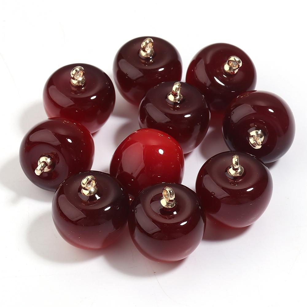 

10pcs 20x23mm Cherry Shape Acrylic Charms Lovely Fruit Pendant For Jewelry Making DIY Necklace Earrings Phone Key Chain Supplies темно-червоний колір