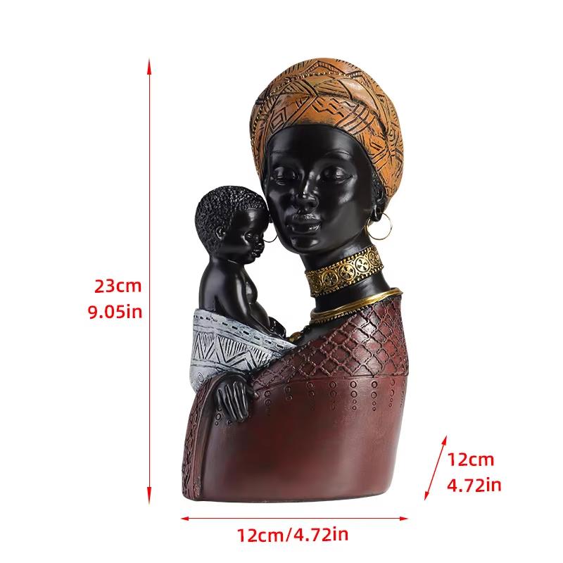 African Black Mother and Child Resin Statue Decoration Home Model Figure Sculpture Crafts Mother's Day Gift