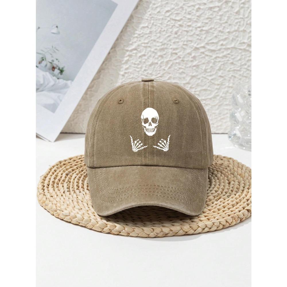 Skull Print Baseball Cap for Men and Women, Suitable for Halloween Headwear Decoration, Daily Casual Duckbill Cap