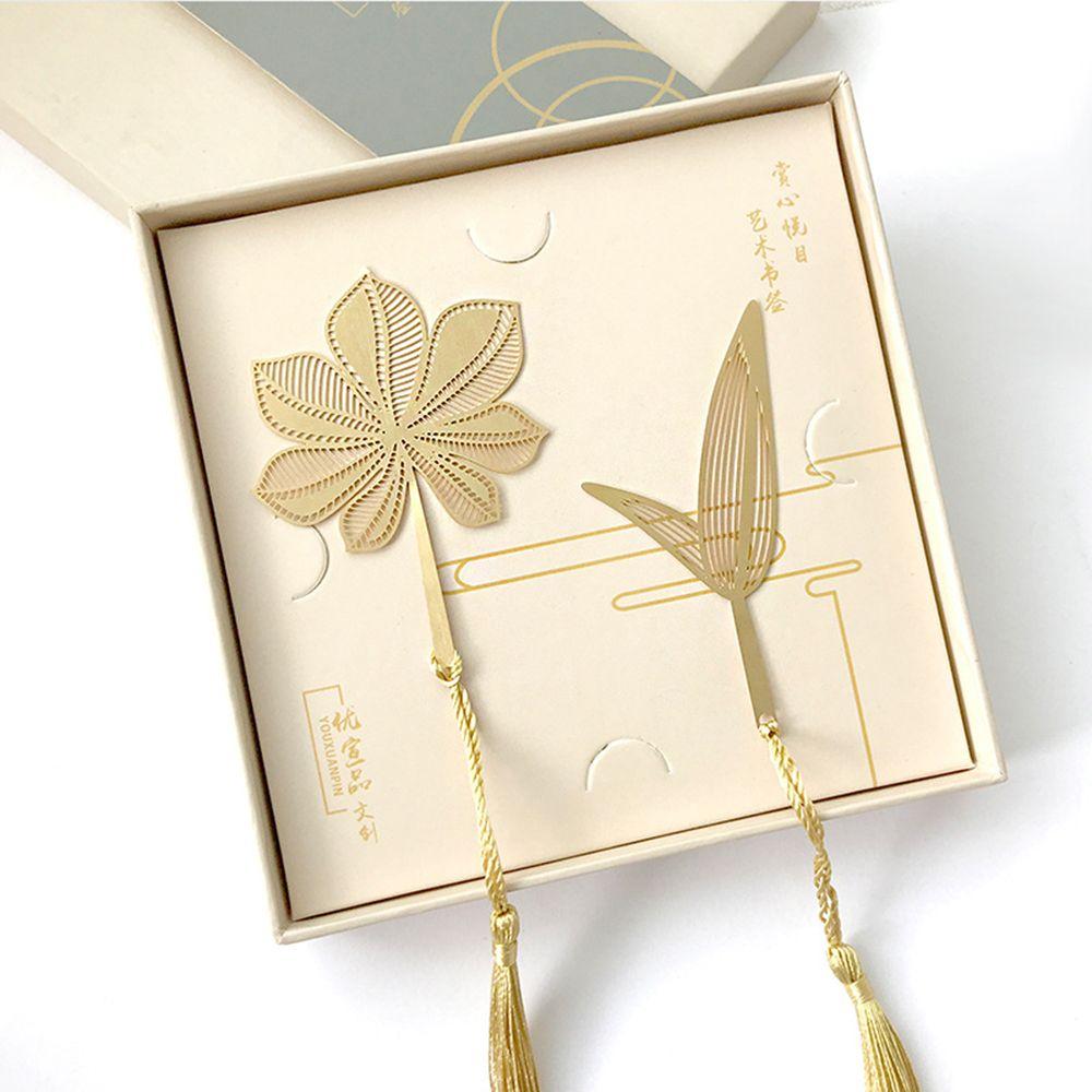 Student Gifts School Stationery Books Accessories Reading Mark Leaf Metal Bookmark Brass Book Clip