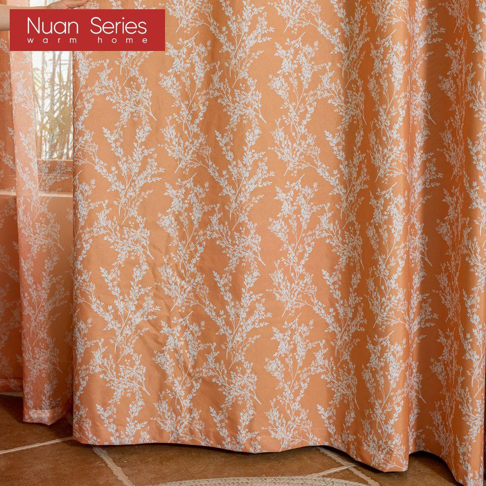 1PC Nuan Series American Retro Pastoral Style Orange Printed Curtains Full Blackout Curtains for Bedroom Living Room Balcony Window for Home Decor