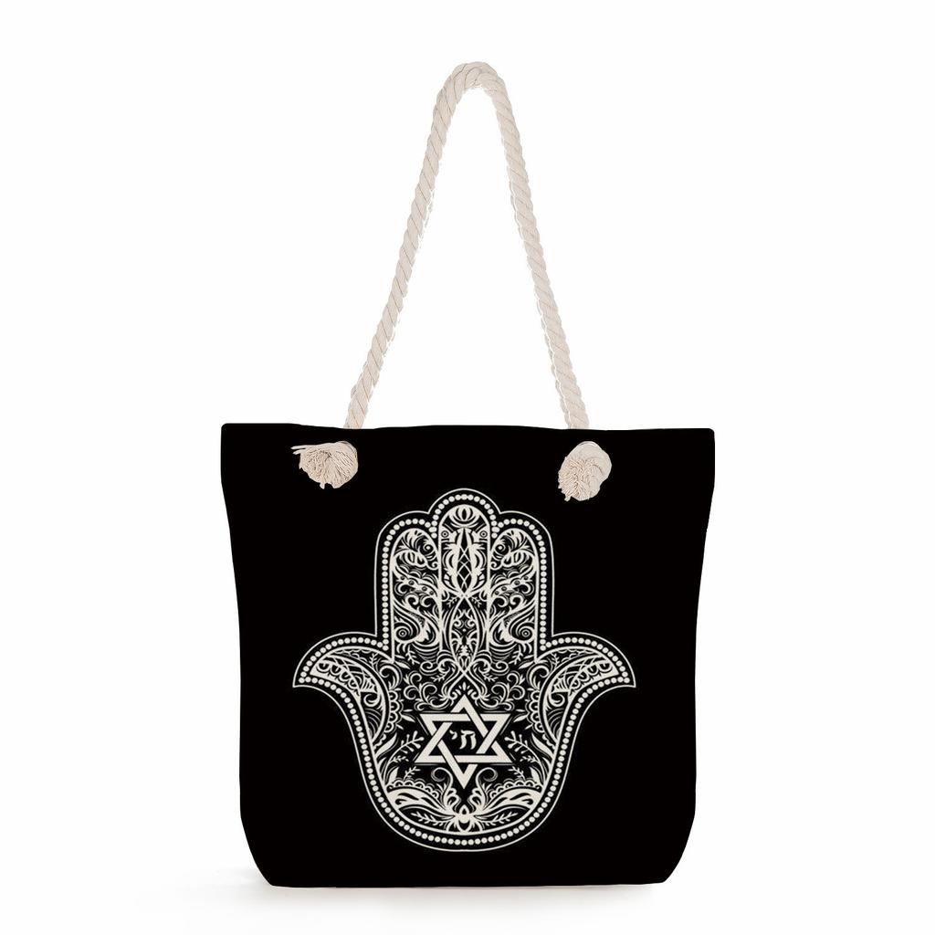 Geometric patterns print thick rope single-shoulder beach bag 7282 CLE