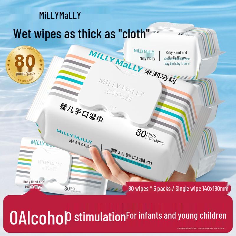 Milly Molly Baby Hand & Mouth Wipes (80 Sheets x 5 Packs)
