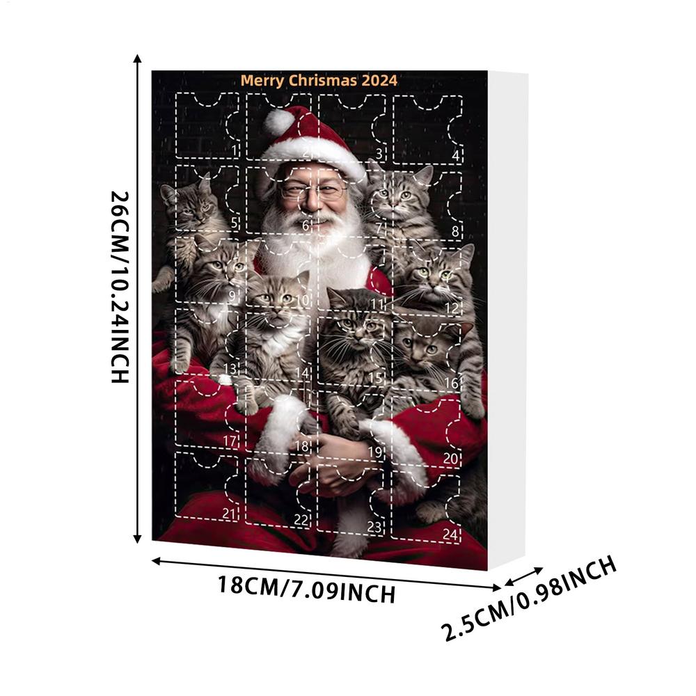 2D Acryl Katze Adventskalender 24 Tage Weihnachts-Countdown-Kalender Niedliche Tierornamente für Auto-Rückspiegel Weihnachtsbaumdeko