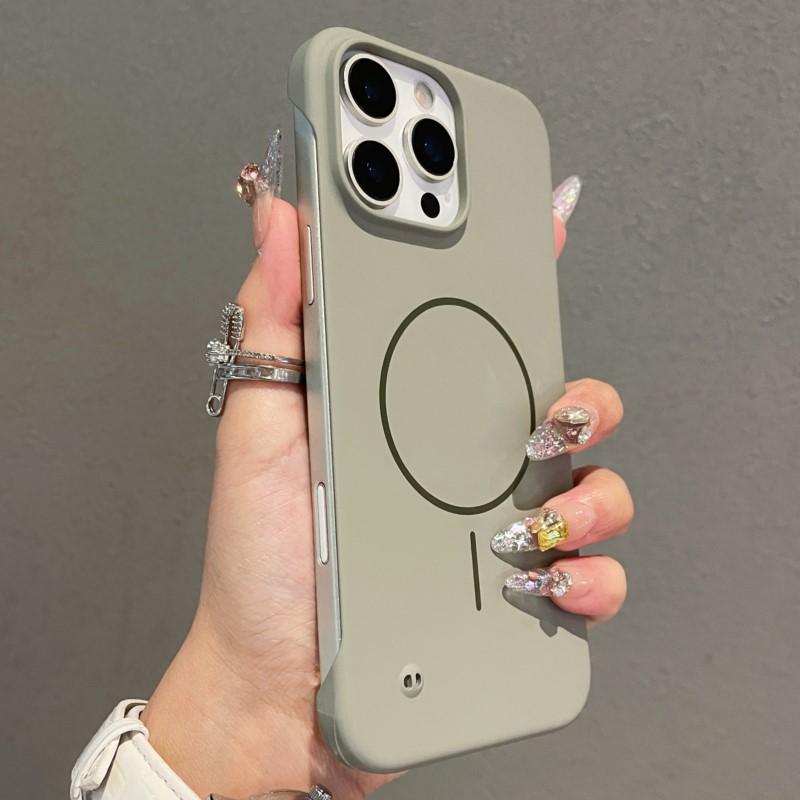 

Luxury Ultra Thin For Magsafe Frameless Case for iPhone 16 16e 15 14 Plus 11 Pro Max Hard PC Matte Magnetic Charge Cover For iPhone 16 золотой