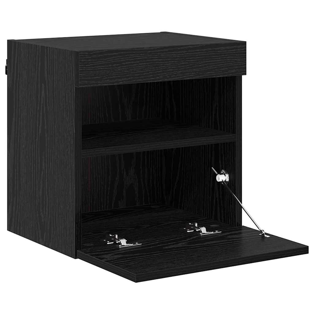 TV Wall Cabinet with LED Black Oak Effect 40 X 30 X 40 Cm