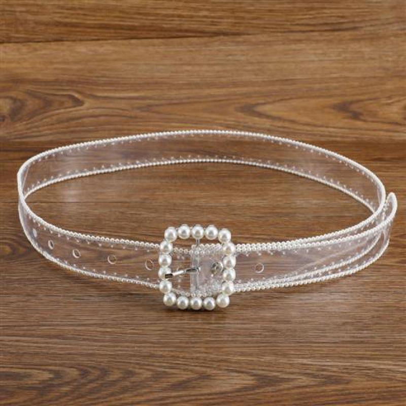 Pvc Decorative Elegant Waist Belt With Pearl Accents For Unique Fashion Statements