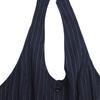 Women Navy Blue Striped Halter Backless Casual Commuter Cropped Jumpsuit