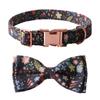 Fashion Dog Collar+Leash+Necktie Set Completes with Colorful Floral Print Bow Perfect for Pets Outstanding in the Crowd