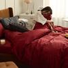 100S Sateen Long-Staple Cotton Wedding Red Duvet Cover Set - Pure Cotton Bedding for Newlyweds