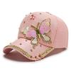 Sequined Butterfly Shiny Baseball Cap Versatile Peaked Cap Fashion Women's Sun Hat  Summer Spring