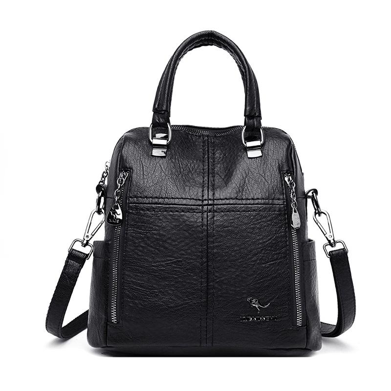 New High Quality Leather Backpack Women Shoulder Bag Multifunction Travel Bagpack School Bags For Teenagers Girls Mochila
