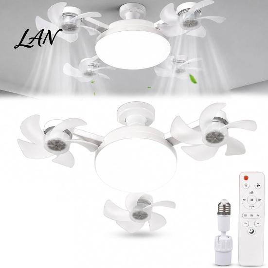 Adjustable Angle Fan Light 3/4/5 Blade Ceiling with & Remote Control, 2-in-1 Silent LED Drone Energy Saving Foldable Blades, 3-Speed Dimmable