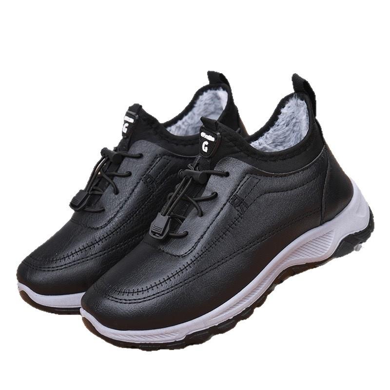 Waterproof snow boots women's new winter leather walking cotton shoes thick-soled non-slip velvet warm mother shoes