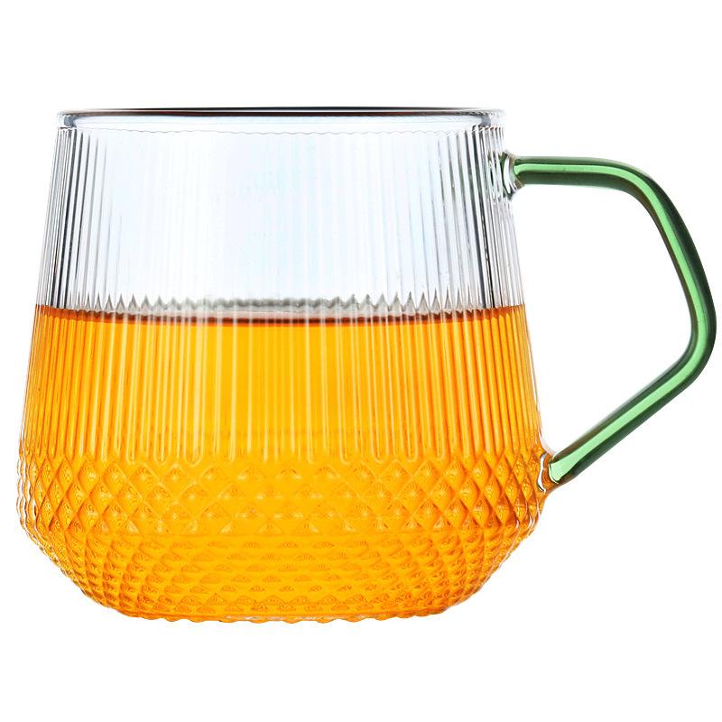 Six color Glass Vertical Patterned Pinellia Cup Transparent Glass Milk Juice Drinking Water Cup Household Vertical Pattern Single Layer Cup