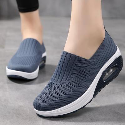 Gestricktes Mesh Damen Plateau Schuhe Leichte Atmungsaktive Walking Schuhe Mode Luftkissen Lässige Sportschuhe