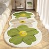 High Pile Polyester Area Rug Washable Carpet with Striped Flower Pattern, Machine Made Irregular Shape Rug for Bedroom, Living Room, and Indoor Spaces
