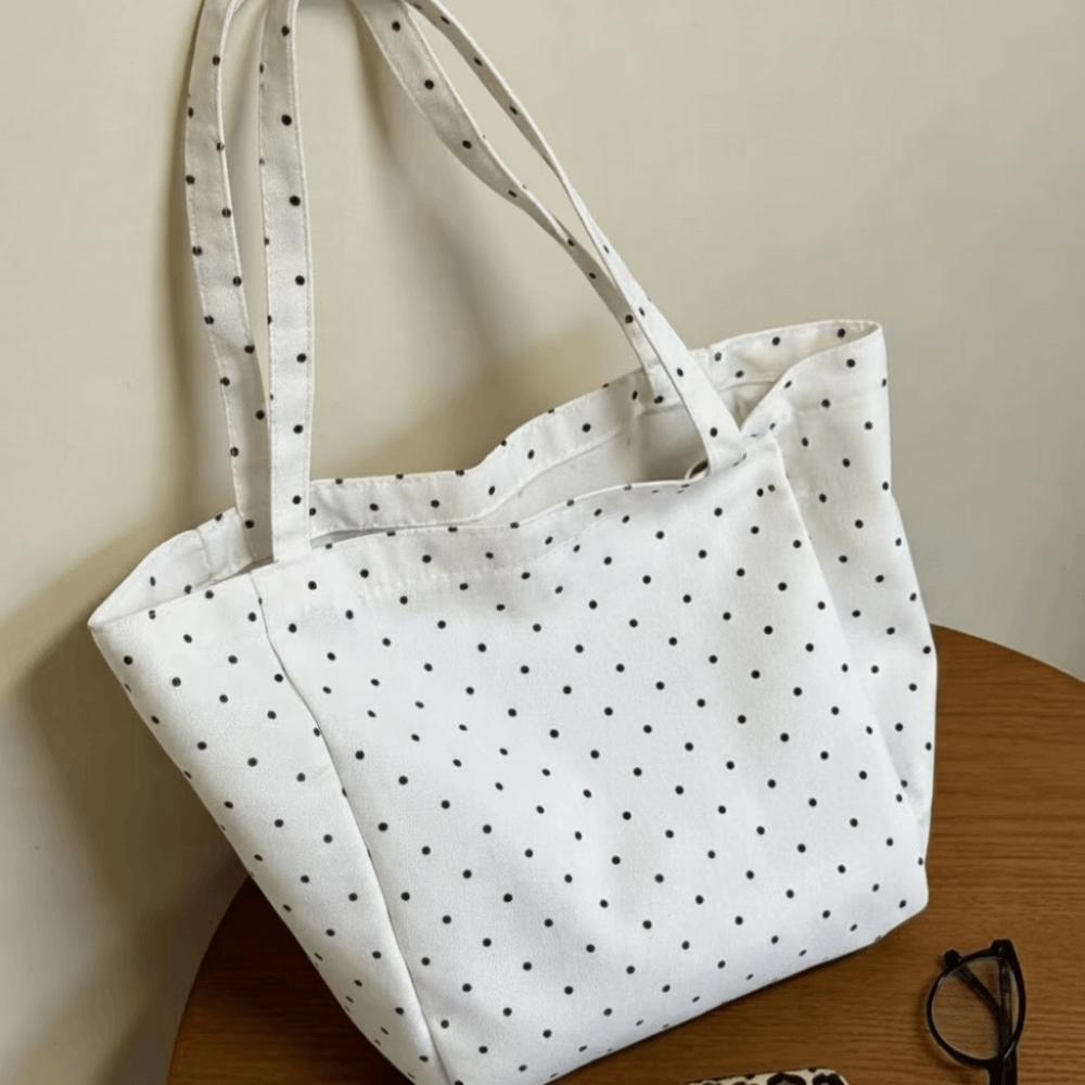 Lässige Canvas-Punktmuster-Tragetasche Große Kapazität Vielseitige Umhängetasche Tragbar Damen