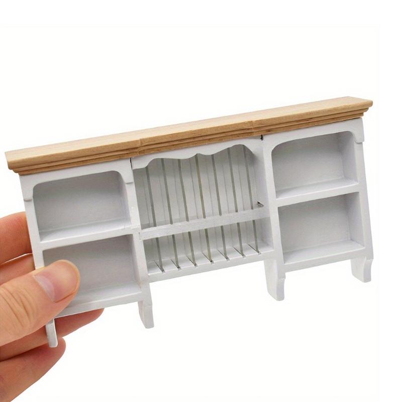 Wood Doll House Kitchen Wall Mount Cabinet Storage Shelf For Kids Toy Furniture Safe and Easy Assembly Scene Decoration