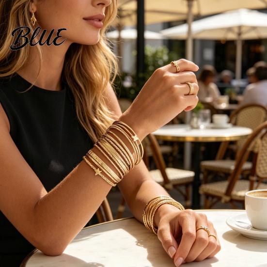 Sophisticated Wrist Accessories 18PCS Bracelets Set Retro Style Stack Jewelry