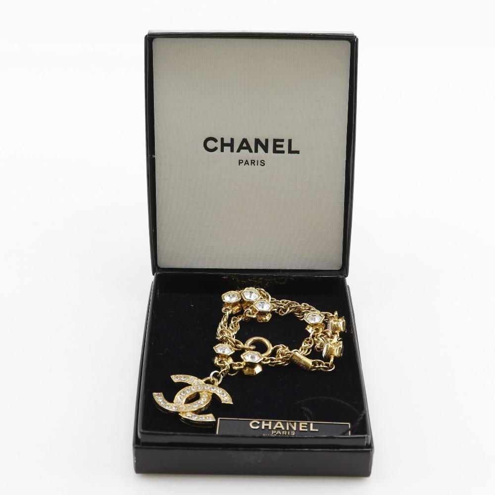 Chanel COCO Mark Necklace Vintage Plated Gold/Rhinestone 37g Women Used