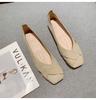Single shoes summer and autumn square head comfortable versatile apricot light mouth one-pedal single shoes