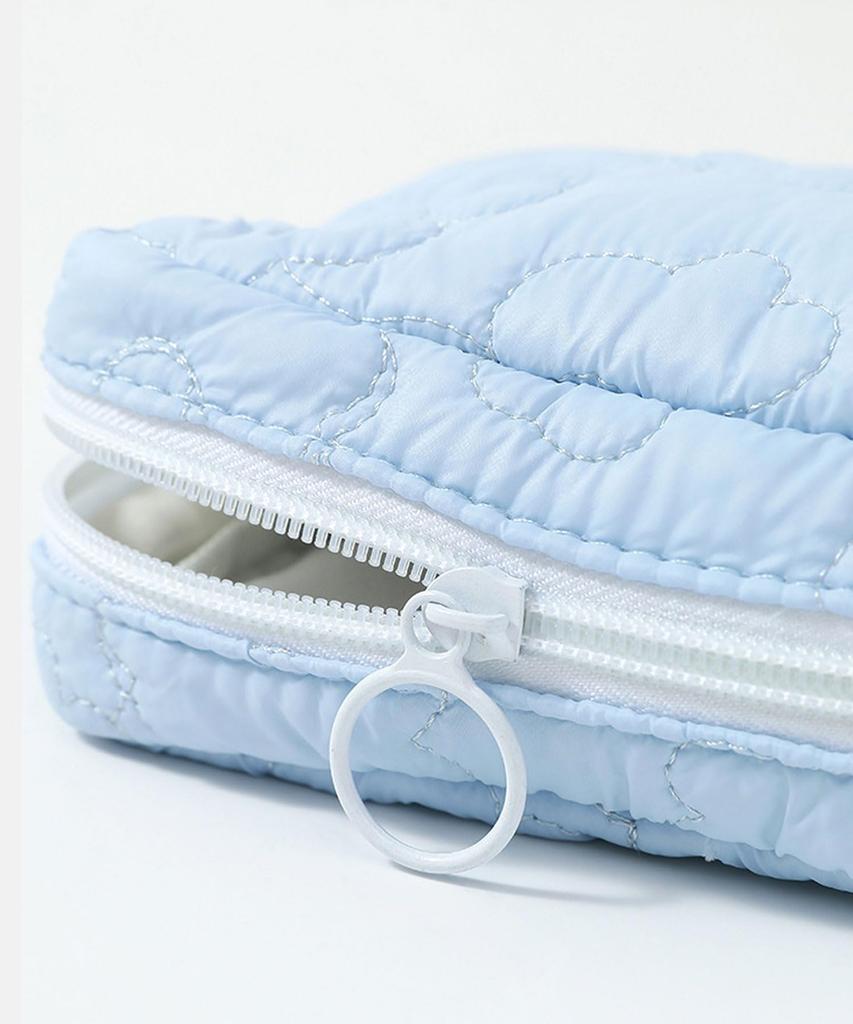 Ninon Ninon Pouch, LargeSmall, Makeup Pouch, Mini Pouch, Stylish, Mini, Large Capacity, Nylon, Floral Quilting, Plump, Square, Casual, Commuting,