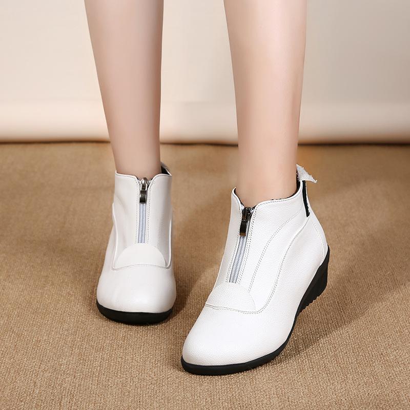 Spring Autumn Boots Women's Boots Wedge Heels Shoes Women Casual Shoes Zip Women's Shoes