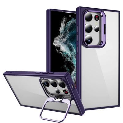 Transparent Bracket Acrylic PCU Phone Case for Samsung Galaxy S25 S24 FE Plus Ultra Shockproof Protective Cover