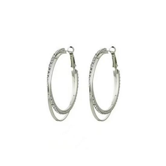 Korean Chic Luxury Diamond C-Shape Hoop Earrings